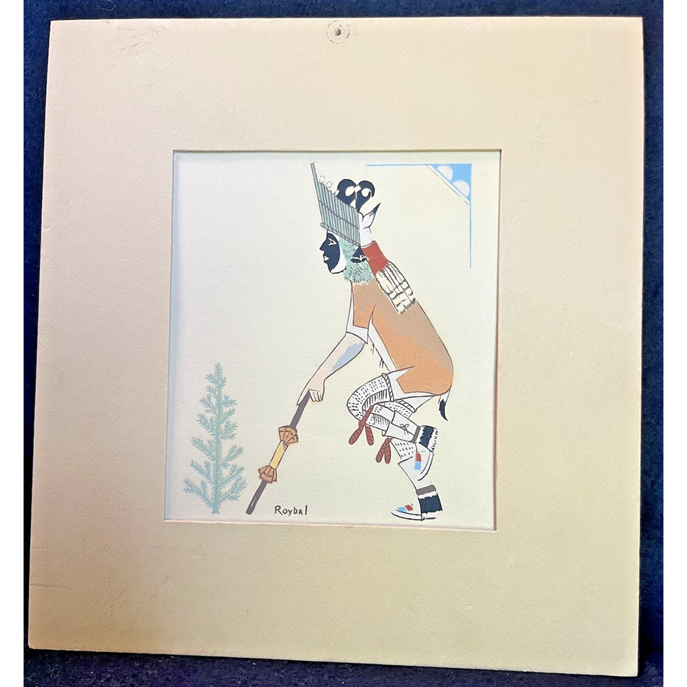 Jose D Roybal Native American Dancer Silk Screen Art Print Matted 10x9